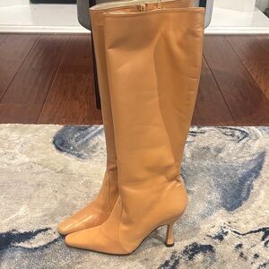 Tan Knee-High Heeled Boot